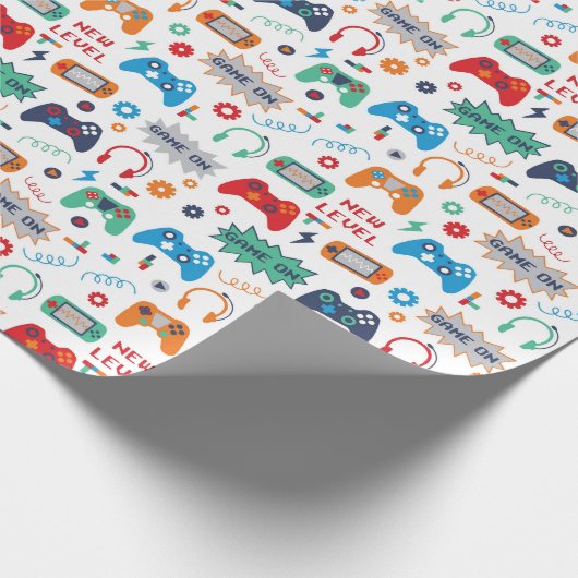 Gaming Gamer Geburtstagsparty Geschenkpapier (Ecke)