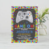 Gaming Geburtstag Einladung Video Game Geburtstag (Stehend Vorderseite)