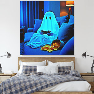 Gaming Ghost gemütliche Nacht in Design Leinwanddruck