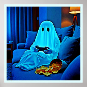 Gaming Ghost gemütliche Nacht in Design Poster