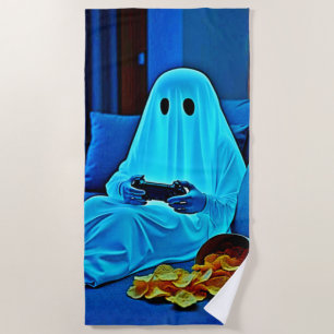 Gaming Ghost gemütliche Nacht in Design Strandtuch
