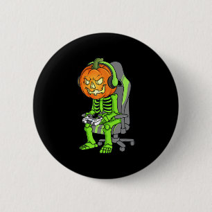 Gaming Halloween Skeleton Kürbislaterne Gamer Boy Button