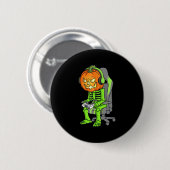 Gaming Halloween Skeleton Kürbislaterne Gamer Boy Button (Vorne & Hinten)