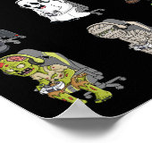 Gaming Halloween Skeleton Vampire Gamer Zombie Boy Poster (Ecke)
