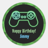 Gaming Happy Birthday Runder Aufkleber (Vorderseite)