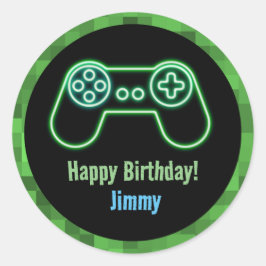 Gaming Happy Birthday Runder Aufkleber