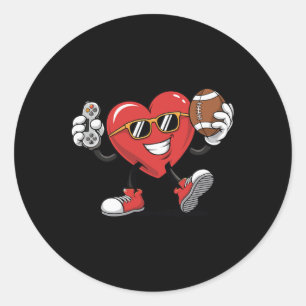 Gaming Heart Video Games Football Valentinstag Runder Aufkleber