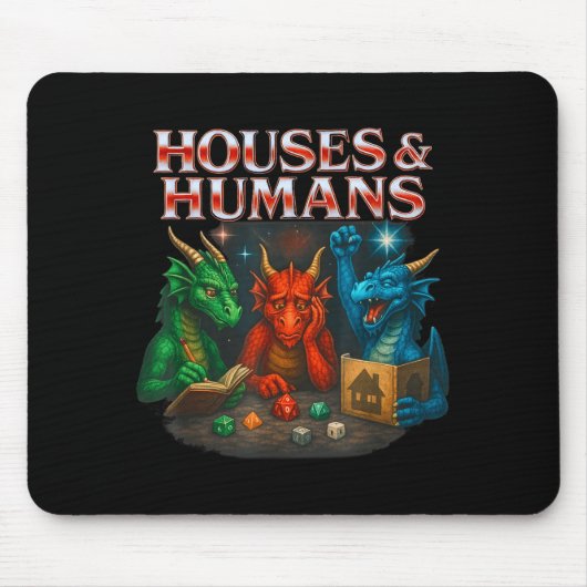 Gaming Houses And Humans Funny Game Rpg Gamer Men Mousepad (Vorne)
