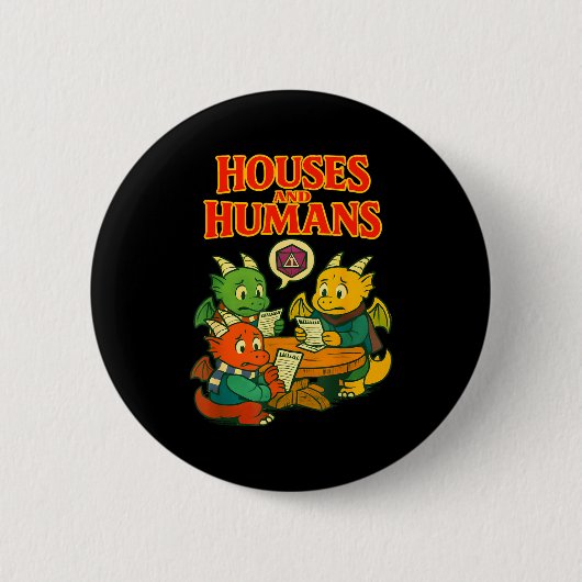 Gaming Houses And Humans Funny Rpg Gamer Men Boys Button (Vorderseite)