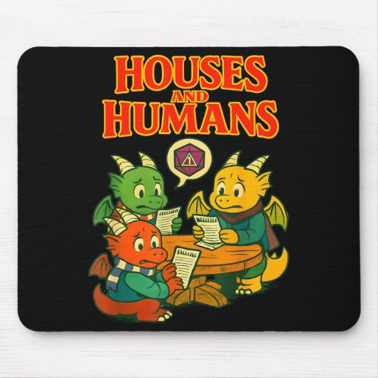 Gaming Houses And Humans Funny Rpg Gamer Men Boys  Mousepad (Vorne)