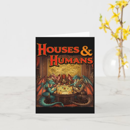 Gaming Houses Humans Funny Rpg Parody Gamer Men Bo Karte (Gelbe Blume)