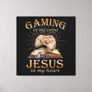 Gaming in meinen Adern Jesus in meinem Herzen Leinwanddruck