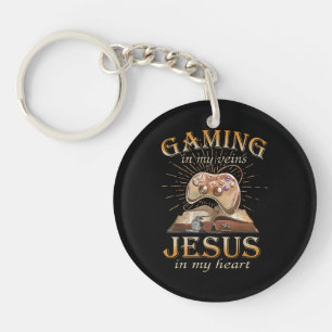 Gaming in meinen Adern Jesus in meinem Herzen Schlüsselanhänger