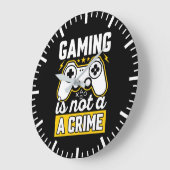 Gaming ist kein Verbrechen - lustiger Videospieler Große Wanduhr (Winkel)