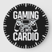 Gaming ist mein Cardio - Funny Gamer Spaß Große Wanduhr (Vorderseite)