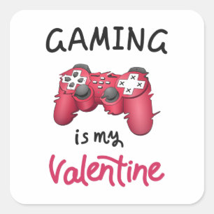 Gaming ist mein Valentine Quadratischer Aufkleber
