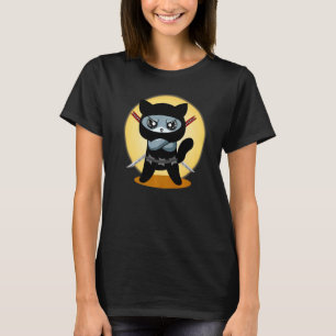 Gaming-Katze-Ninja mit Ninjato-Katana böse Gaming- T-Shirt