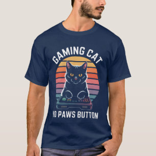 Gaming-Katze Ohne Pfoten Knopf Gamers Mädchen T-Shirt