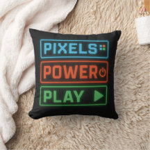 Gaming-Kissen – Pixels Power Play Neon-Gamer-Dekor