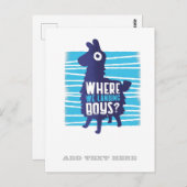 Gaming Lama, wo wir Boys Grafik Teens landen Postkarte (Vorne/Hinten)