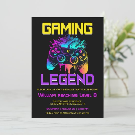 Gaming Legende Einladung (Stehend Vorderseite)