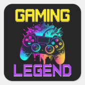 Gaming Legende Quadratischer Aufkleber (Vorderseite)