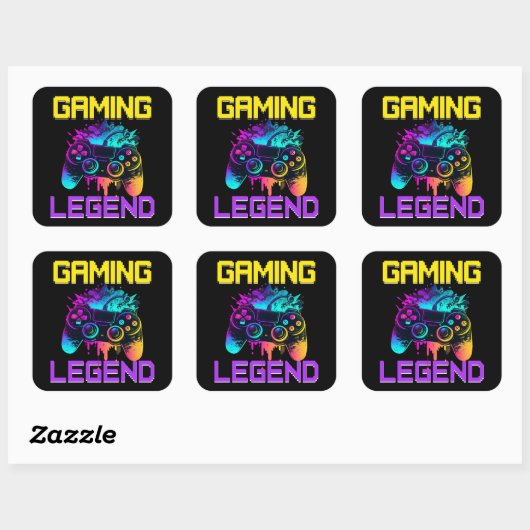 Gaming Legende Quadratischer Aufkleber (Blatt)