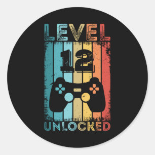 Gaming Level 12 Unlock 12. Geburtstagsgeschenk Gam Runder Aufkleber