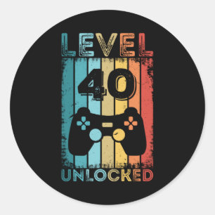 Gaming Level 40 freigeschaltet 40. Geburtstagsgesc Runder Aufkleber