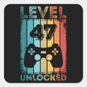 Gaming Level 47 Unverriegelter 47. Geburtstagsgesc Quadratischer Aufkleber