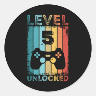 Gaming Level 5 freigeschaltet 5. Geburtstagsgesche Runder Aufkleber