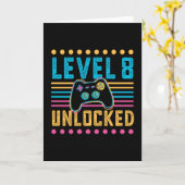 Gaming Level 8 Unlocked 8th Birthday Gamer Gift Karte (Gelbe Blume)