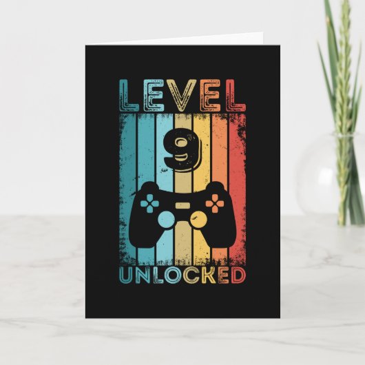 Gaming Level 9 Unlocked 9th Birthday Gift Gamer Karte (Vorderseite)