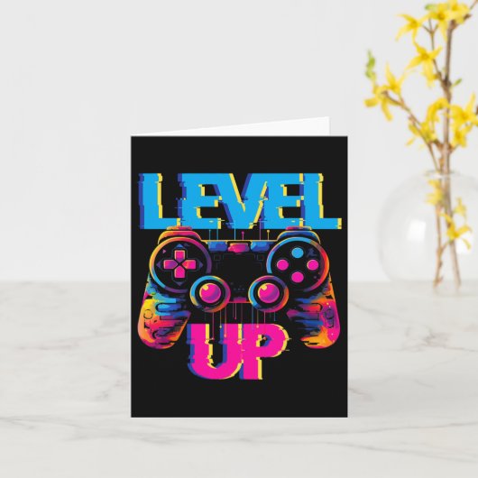 Gaming Level Up Game Controller Videospiel Pop Art Karte (Gelbe Blume)