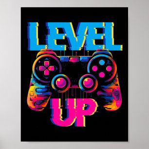 Gaming Level Up Game Controller Videospiel Pop Art Poster