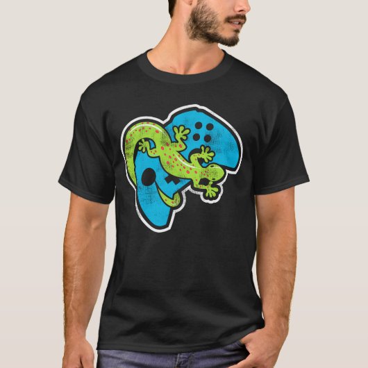 Gaming Lizard Spielekonsole und Reptilienhalter T-Shirt (Vorderseite)