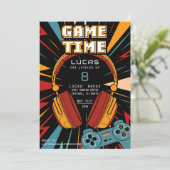 Gaming Moderner Spaß Geburtstagseinladung Feiertagskarte (Stehend Vorderseite)
