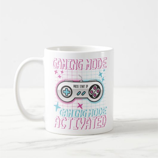 Gaming-Modus aktiviert Retro Pixel Gamer Design Kaffeetasse (Links)