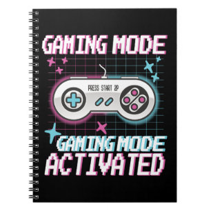 Gaming-Modus aktiviert Retro Pixel Gamer Design Notizblock