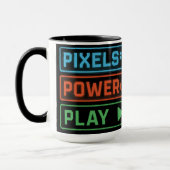 Gaming Mug – Pixels Power Play Neon Coffee Cup Tasse (Links)