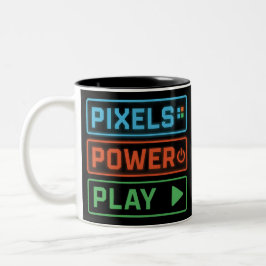 Gaming Mug – Pixels Power Play Neon Coffee Cup Zweifarbige Tasse