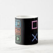 Gaming-Mug – Pixels Power Play Neon-Kaffeetasse Kaffeetasse (Mittel)