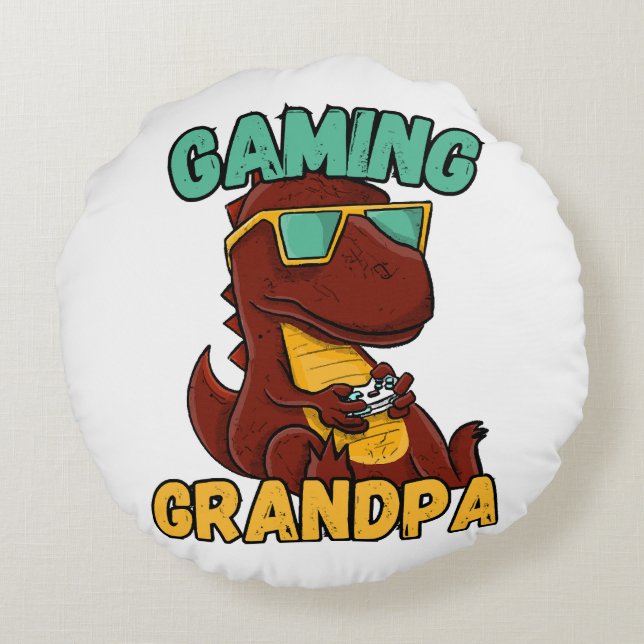 Gaming Opa Rundes Kissen (Rückseite)