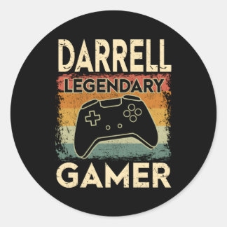 Gaming Personalisiert Name Darrell Legendary Gamer Runder Aufkleber