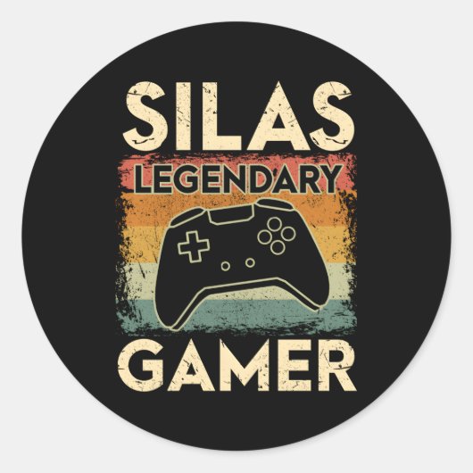 Gaming Personalisiert Name Silas Legendary Gamer Runder Aufkleber (Vorderseite)