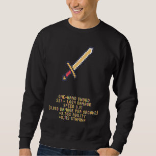 Gaming Pixel-Schwert mit Statistiken   Idee Sweatshirt