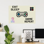 Gaming Poster – Pixel Art Gamer Room Wall Print (Heimbüro)