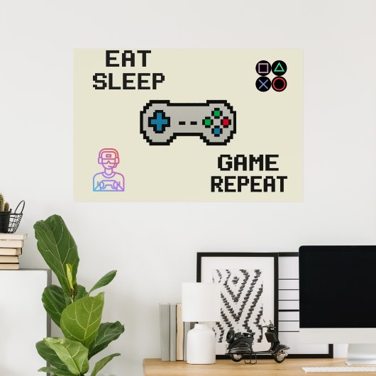 Gaming Poster – Pixel Art Gamer Room Wall Print (Heimbüro)