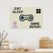 Gaming Poster – Pixel Art Gamer Room Wall Print (Küche)