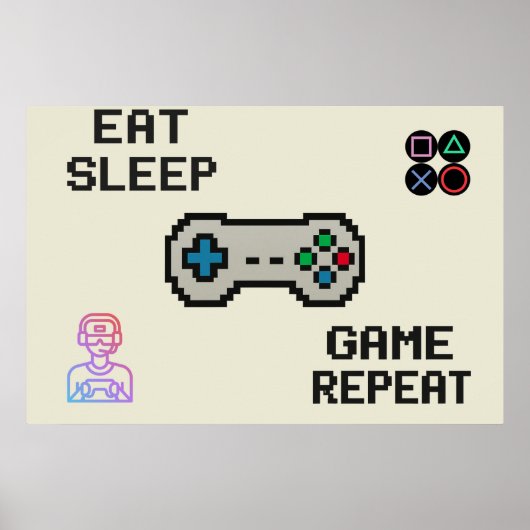 Gaming Poster – Pixel Art Gamer Room Wall Print (Vorne)